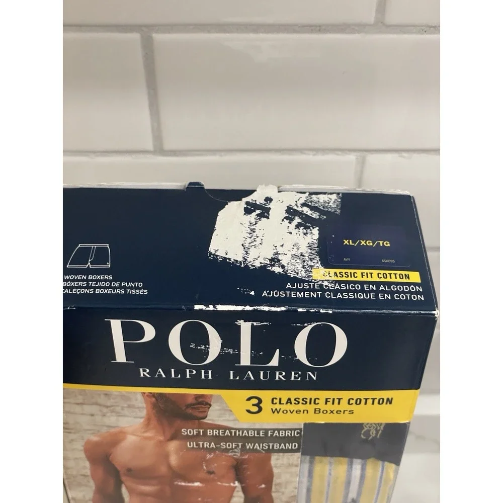 Polo Ralph Lauren Boxers Men XL‎ Classic Fit Cotton 3 Pack Plaid Stripe New